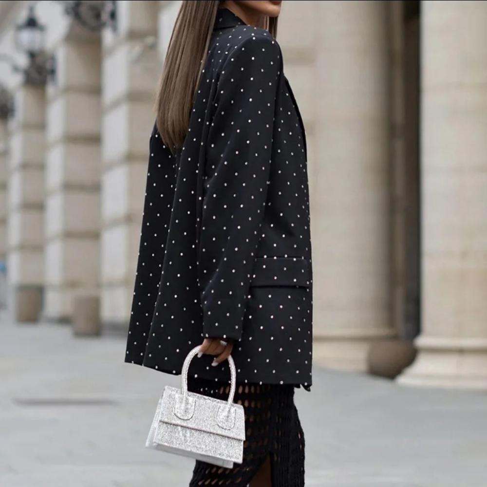 Autumn Polka Dot Women Blazer Coat Ladies Fashion Casual Loose Long Sleeve - Picture 2 of 6